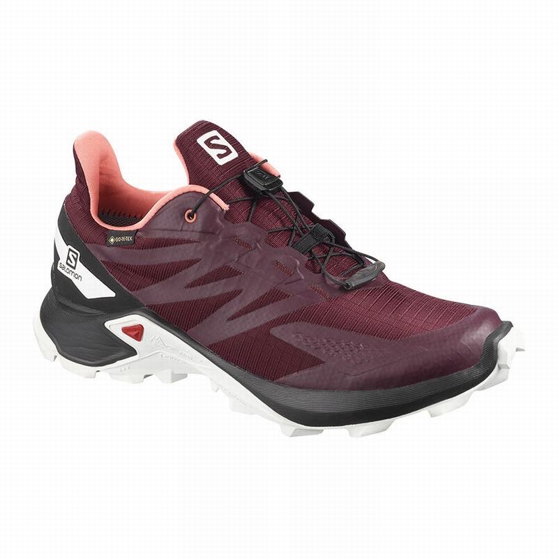 Salomon Singapore Womens Trail Running Shoes - SUPERCROSS BLAST GTX W Burgundy/Black | 82130-SJBZ